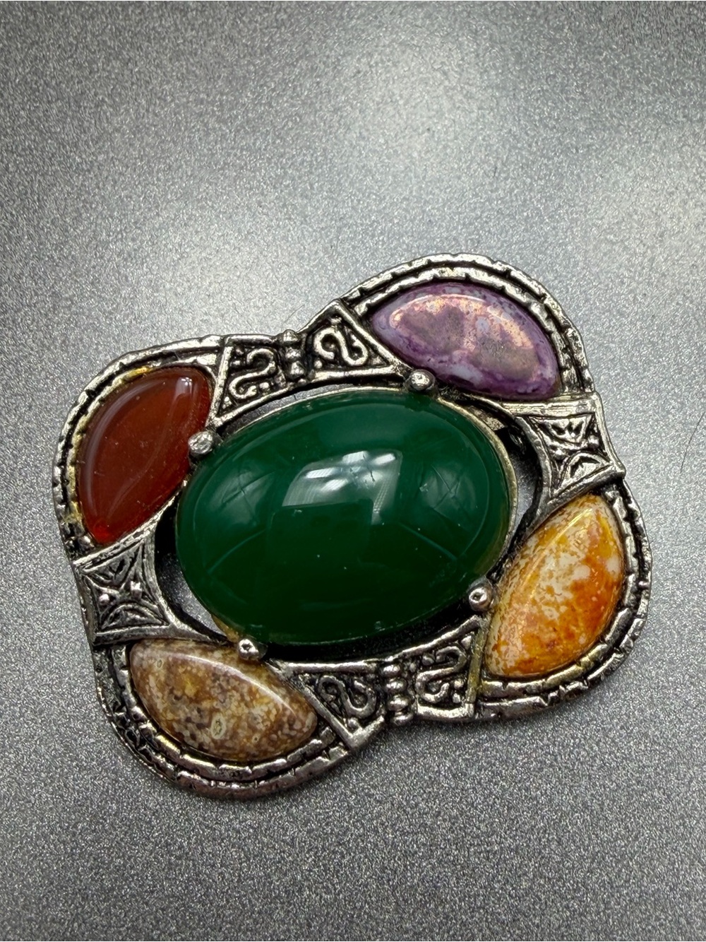 Vintage Weiner Multi- Agate Brooch #cz529